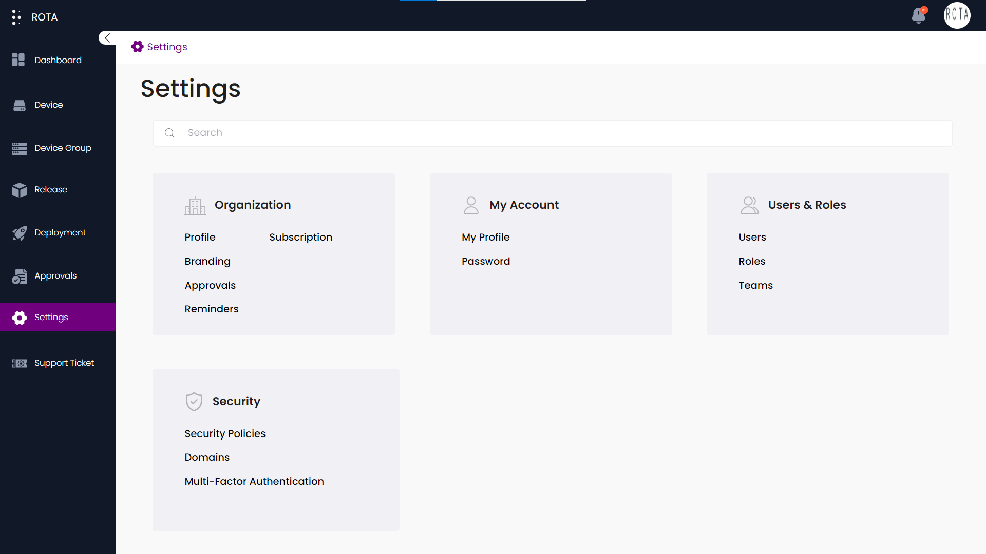 Settings Page