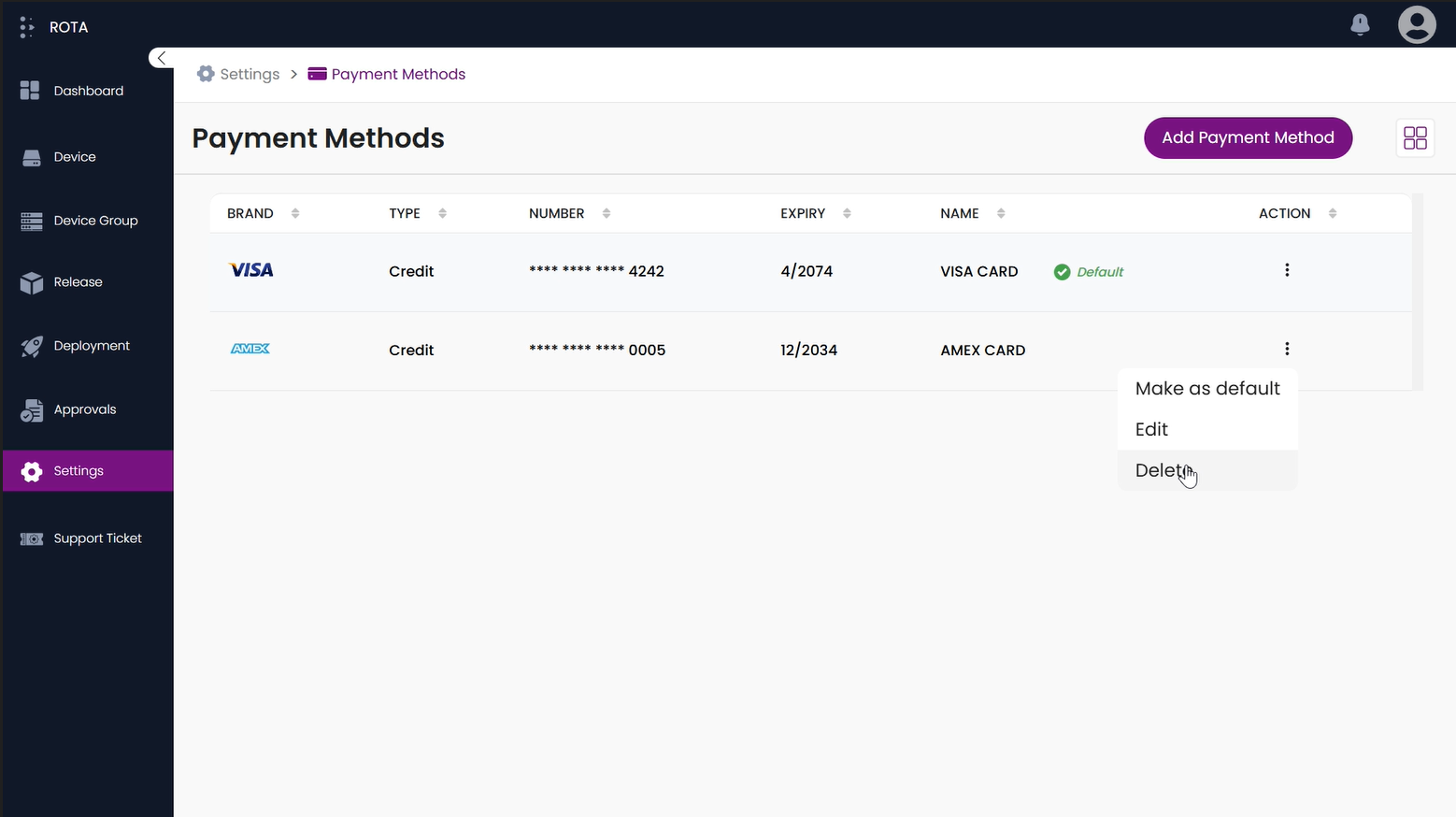 Payment Methods